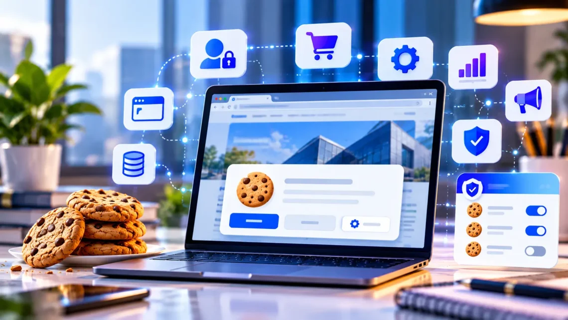 What are cookies in computer terms showing website cookie consent, browser storage, authentication, privacy, and security.